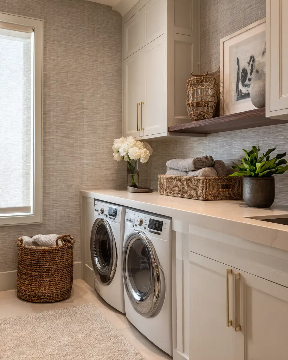 Greige Transitional Laundry Room Decor Ideas