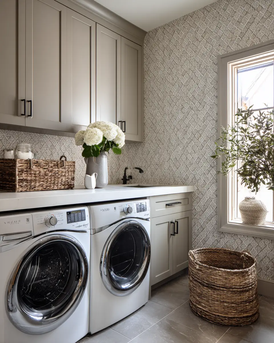 Greige Transitional Laundry Room Decor Ideas
