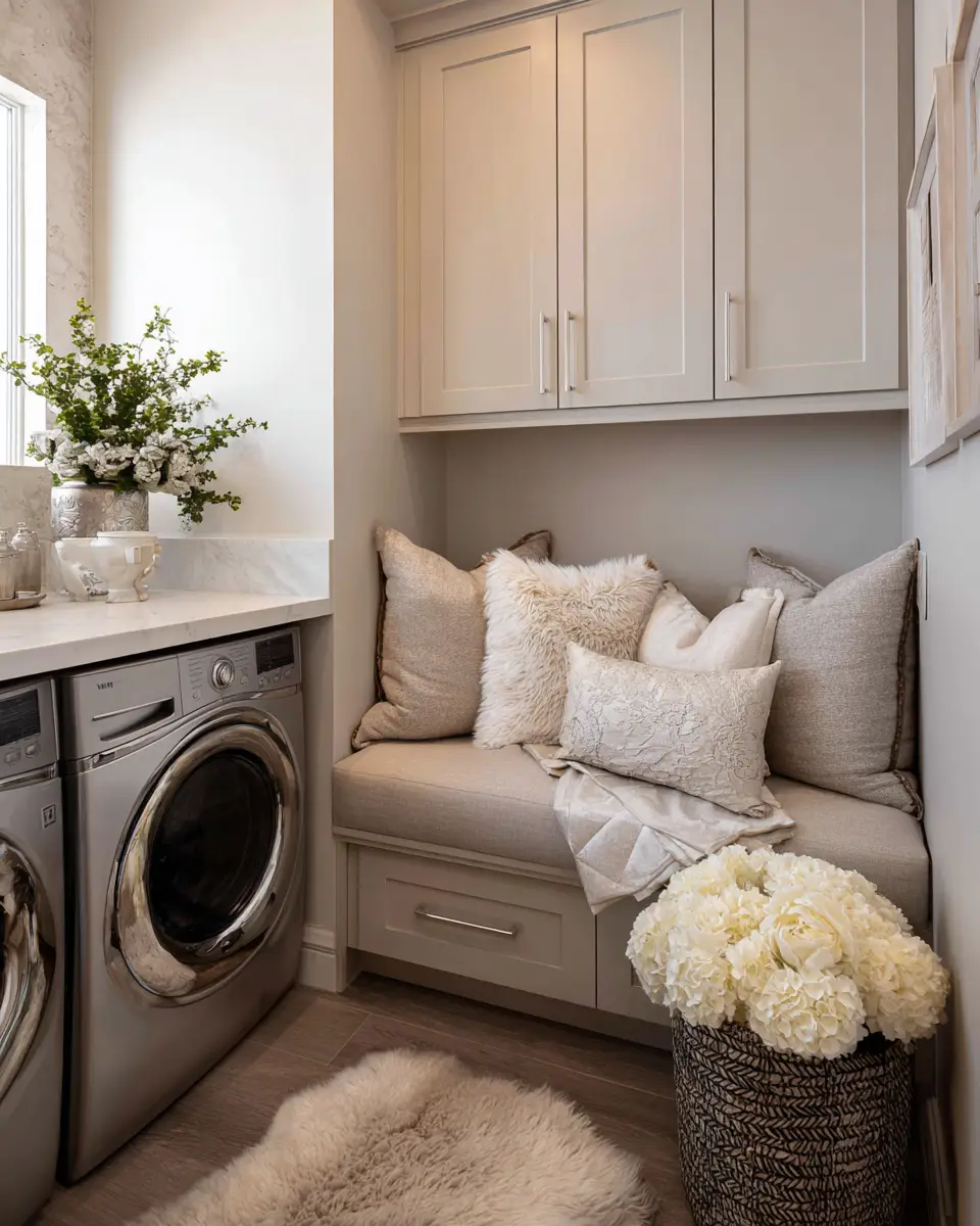 Greige Transitional Laundry Room Decor Ideas