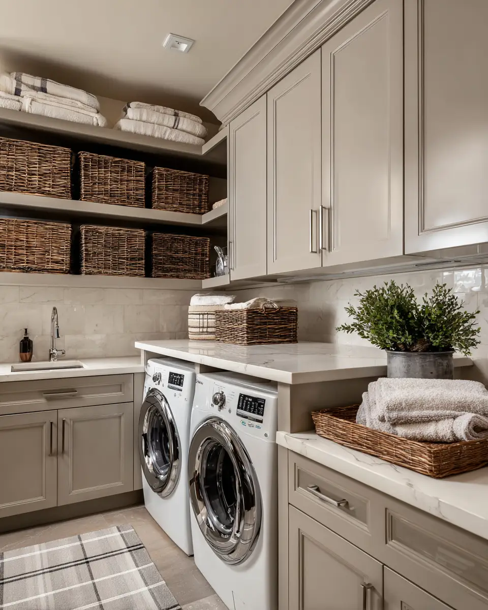 Greige Transitional Laundry Room Decor Ideas