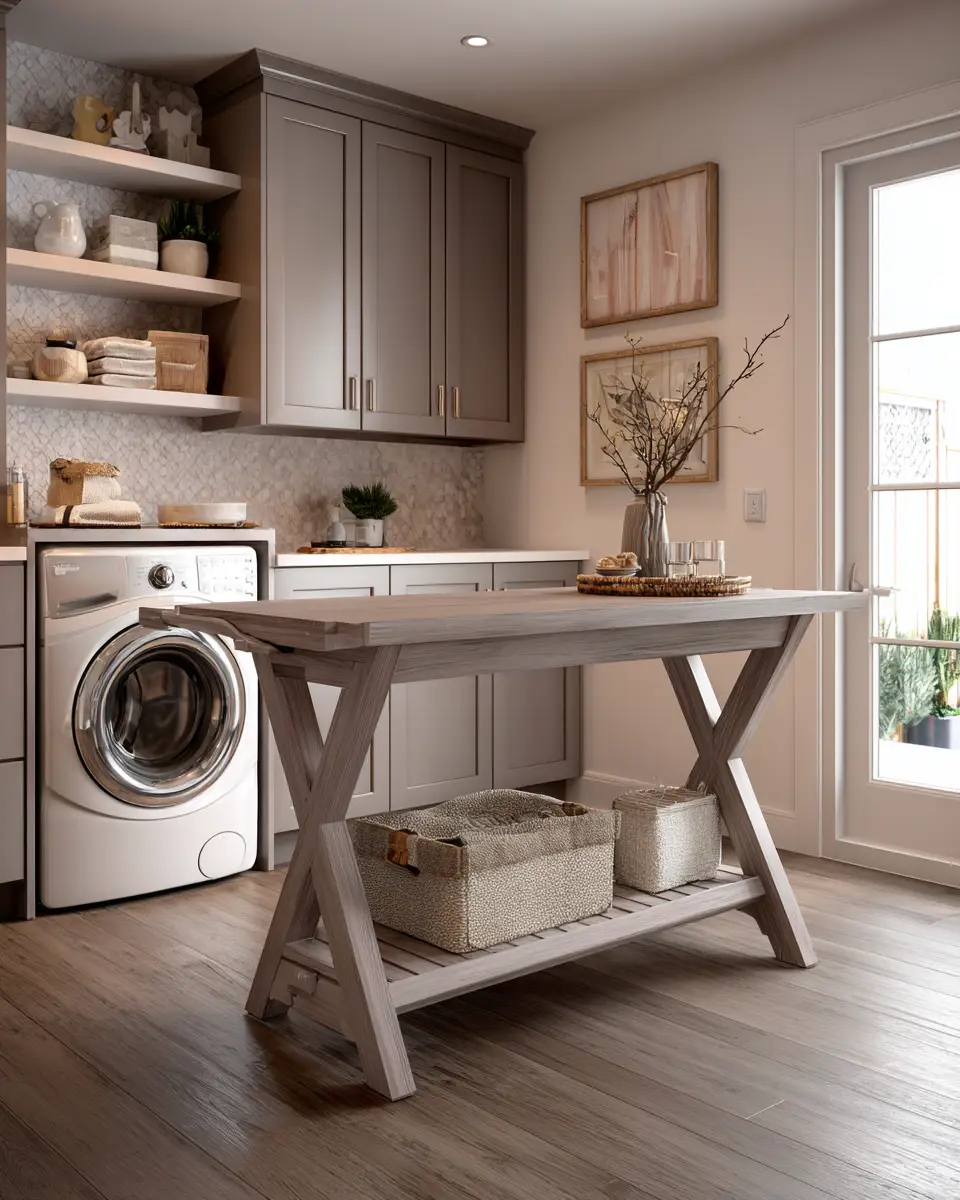 Greige Transitional Laundry Room Decor Ideas