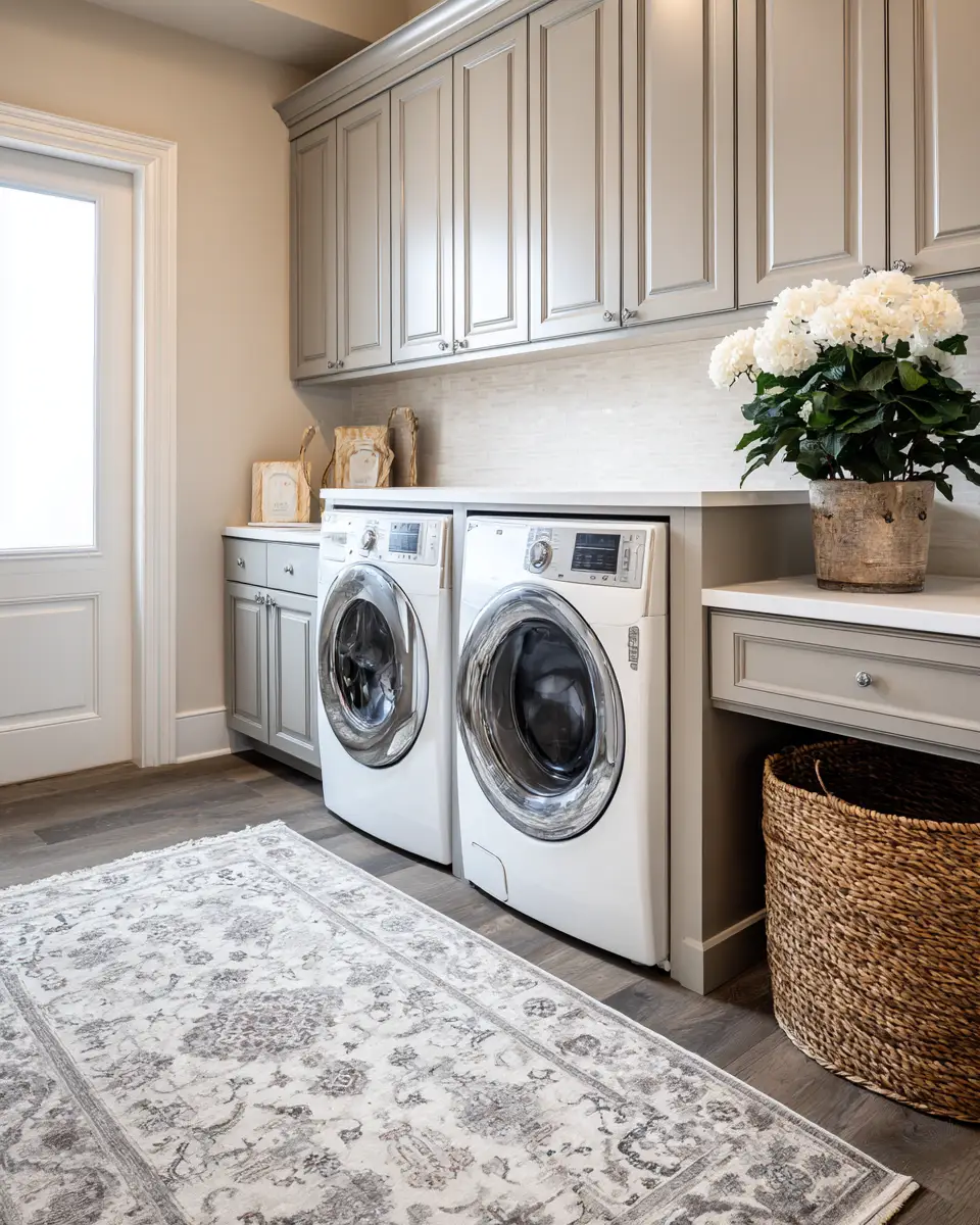 Greige Transitional Laundry Room Decor Ideas
