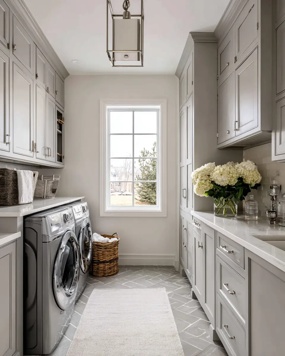 Greige Transitional Laundry Room Decor Ideas
