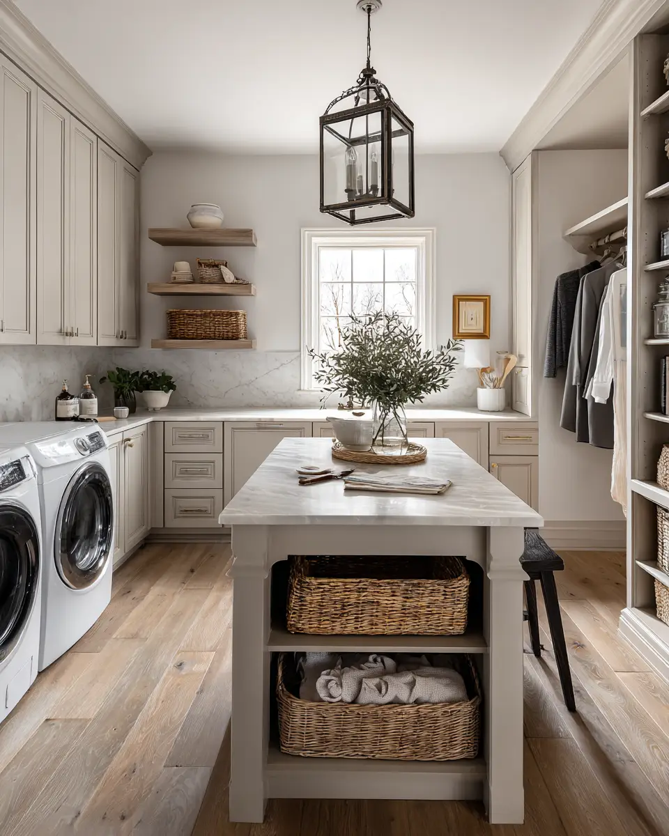 Greige Transitional Laundry Room Decor Ideas