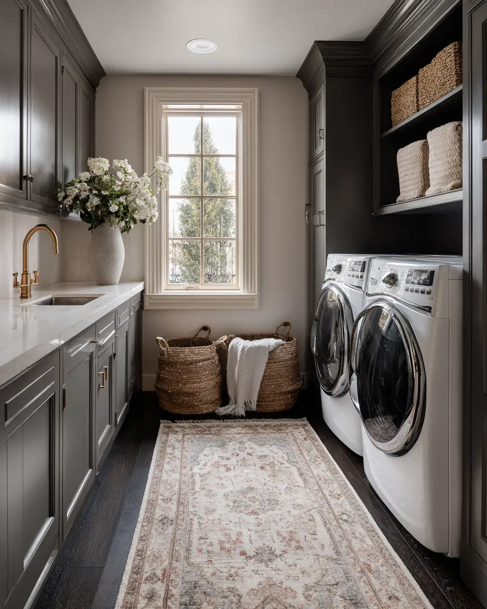 Greige Transitional Laundry Room Decor Ideas