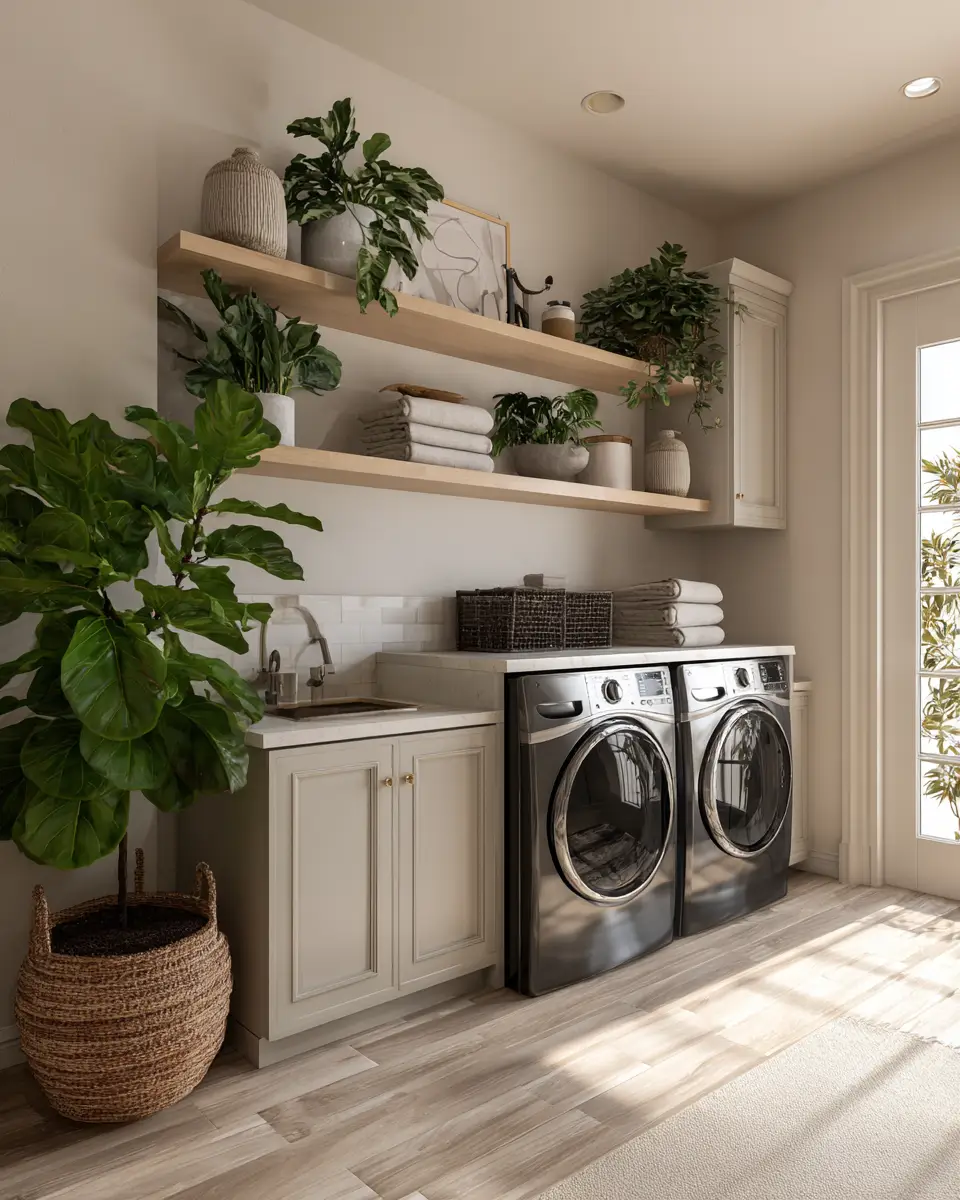 Greige Transitional Laundry Room Decor Ideas