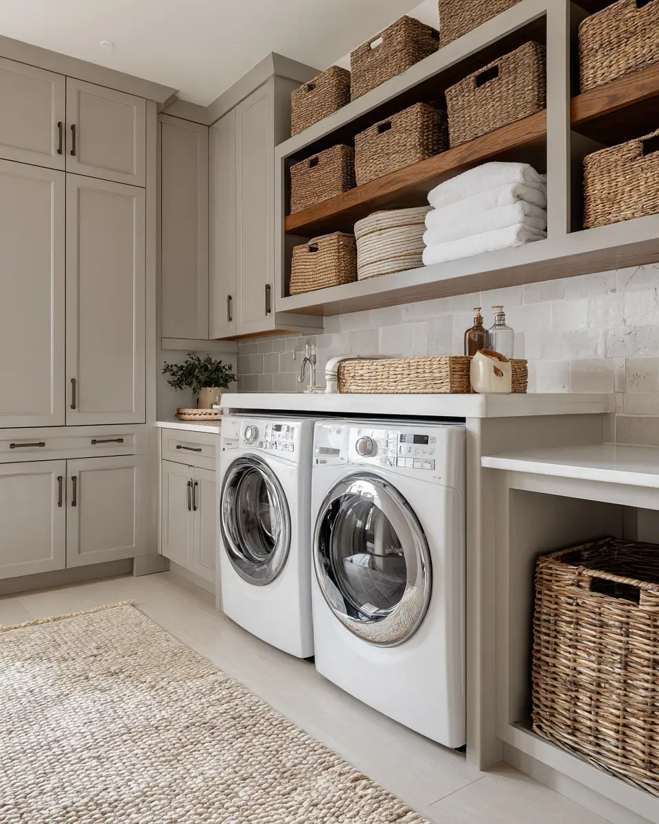 Greige Transitional Laundry Room Decor Ideas