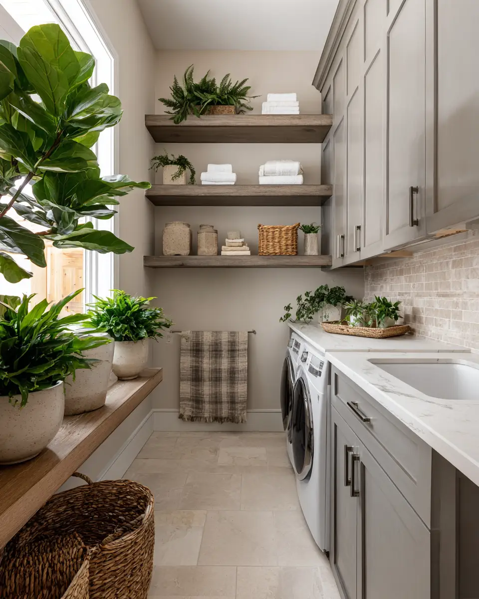 Greige Transitional Laundry Room Decor Ideas
