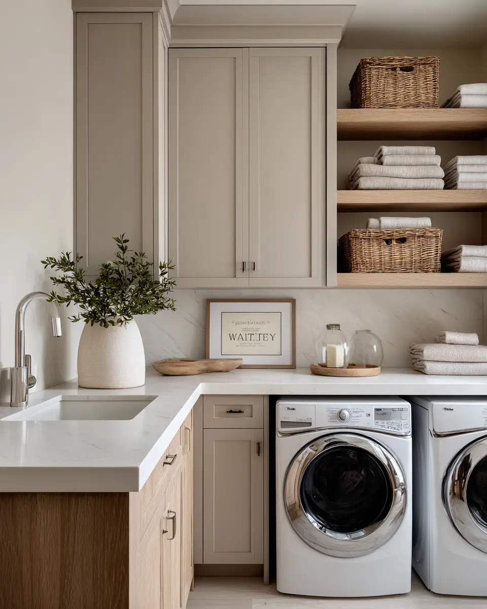 Greige Transitional Laundry Room Decor Ideas