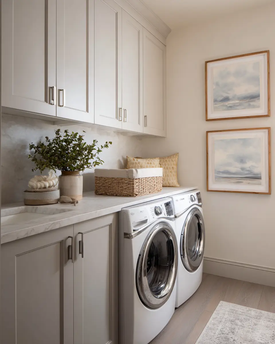 Greige Transitional Laundry Room Decor Ideas