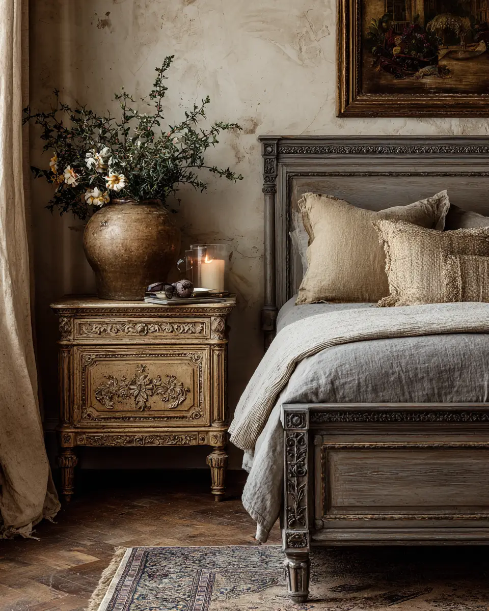 Greige Vintage Bedroom Decor Ideas