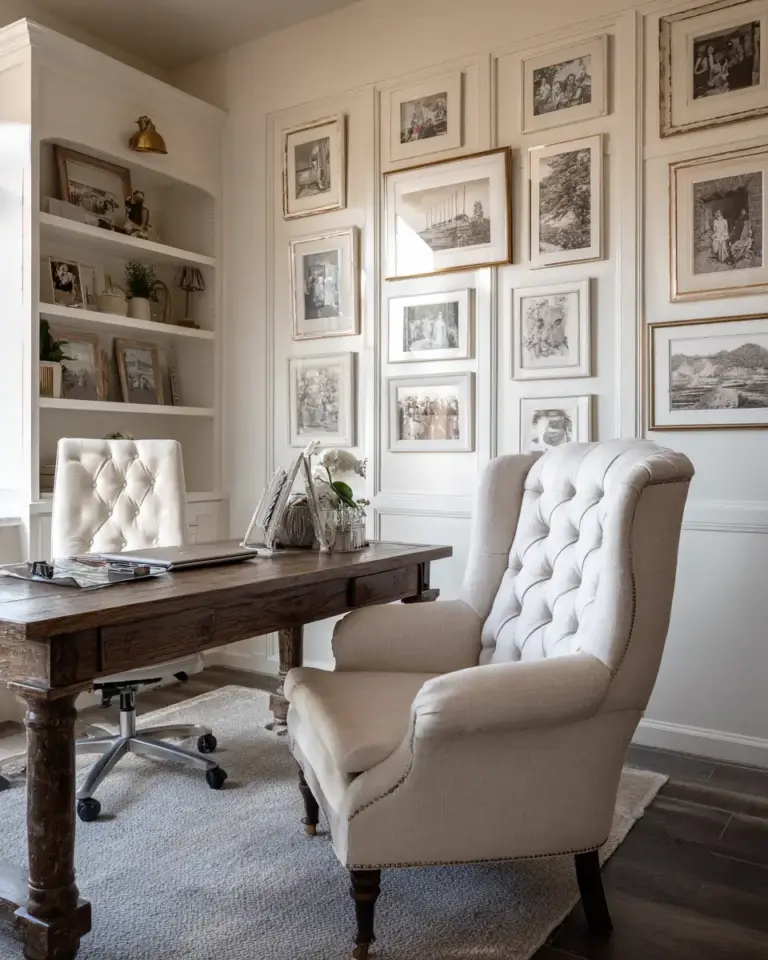 Ivory Classic Home Office Decor Ideas - Featured