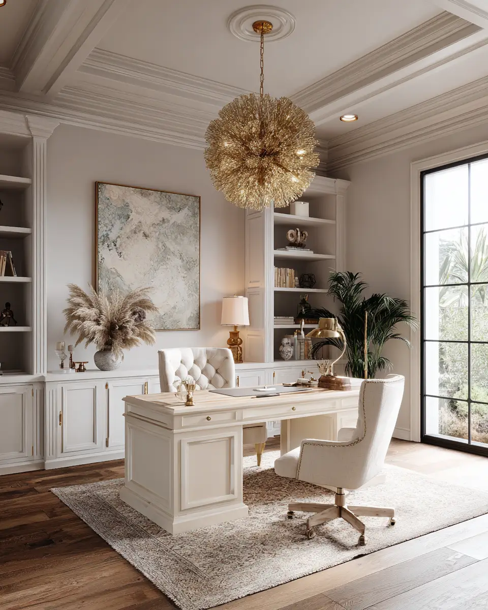 Ivory Classic Home Office Decor Ideas