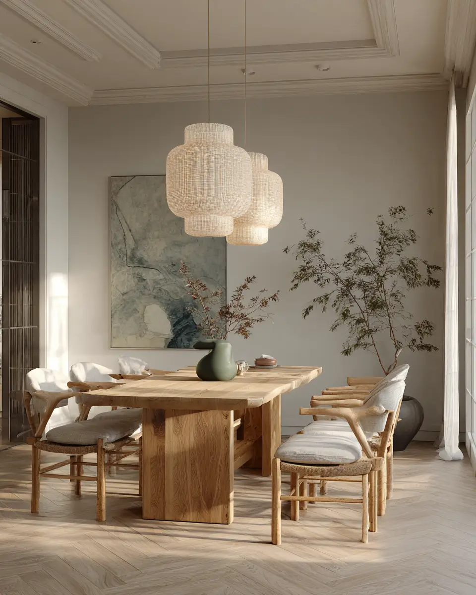 Ivory Japandi Dining Room Decor Ideas