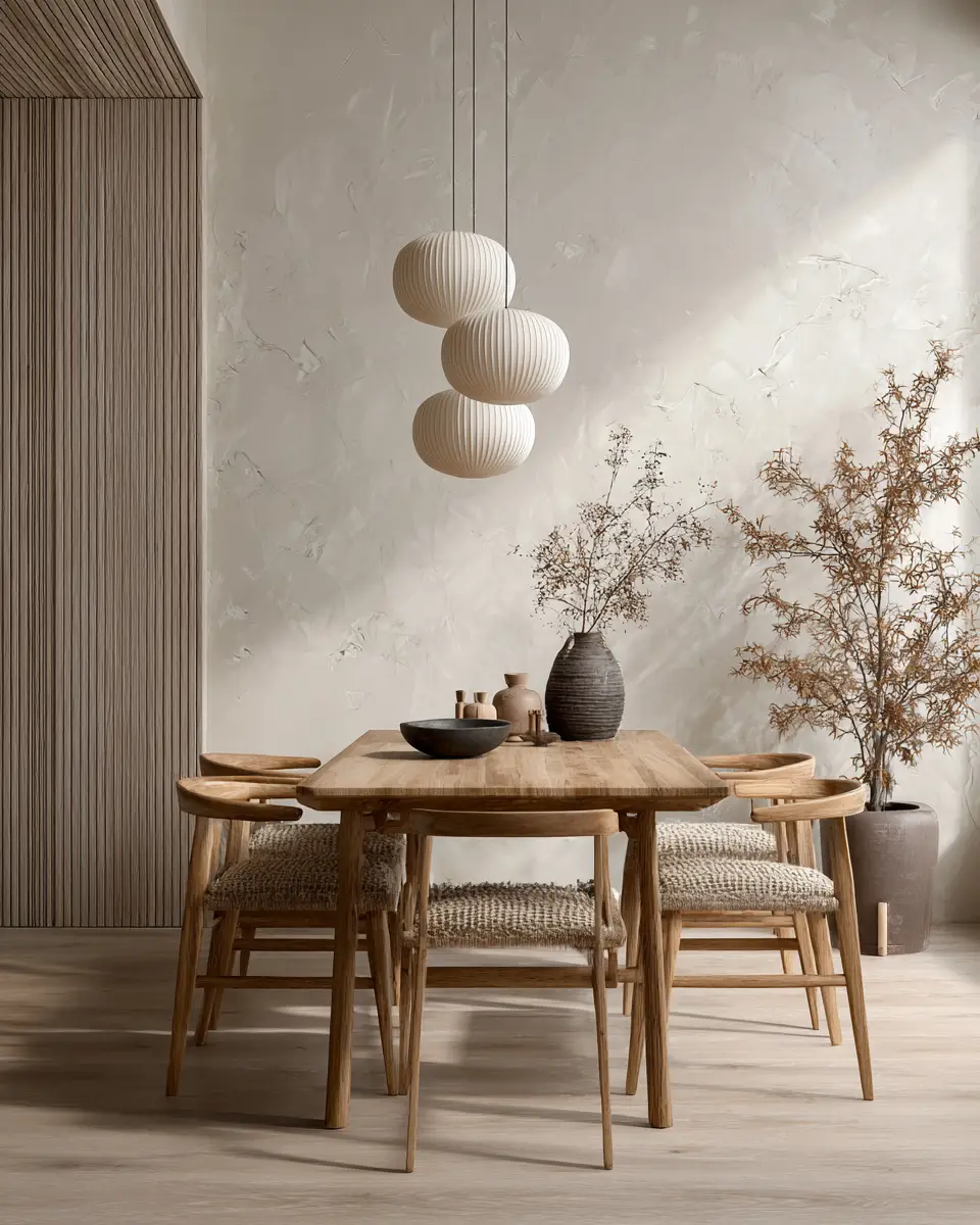 Ivory Japandi Dining Room Decor Ideas