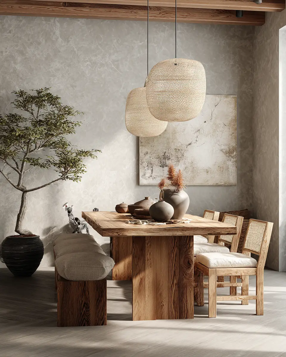 Ivory Japandi Dining Room Decor Ideas