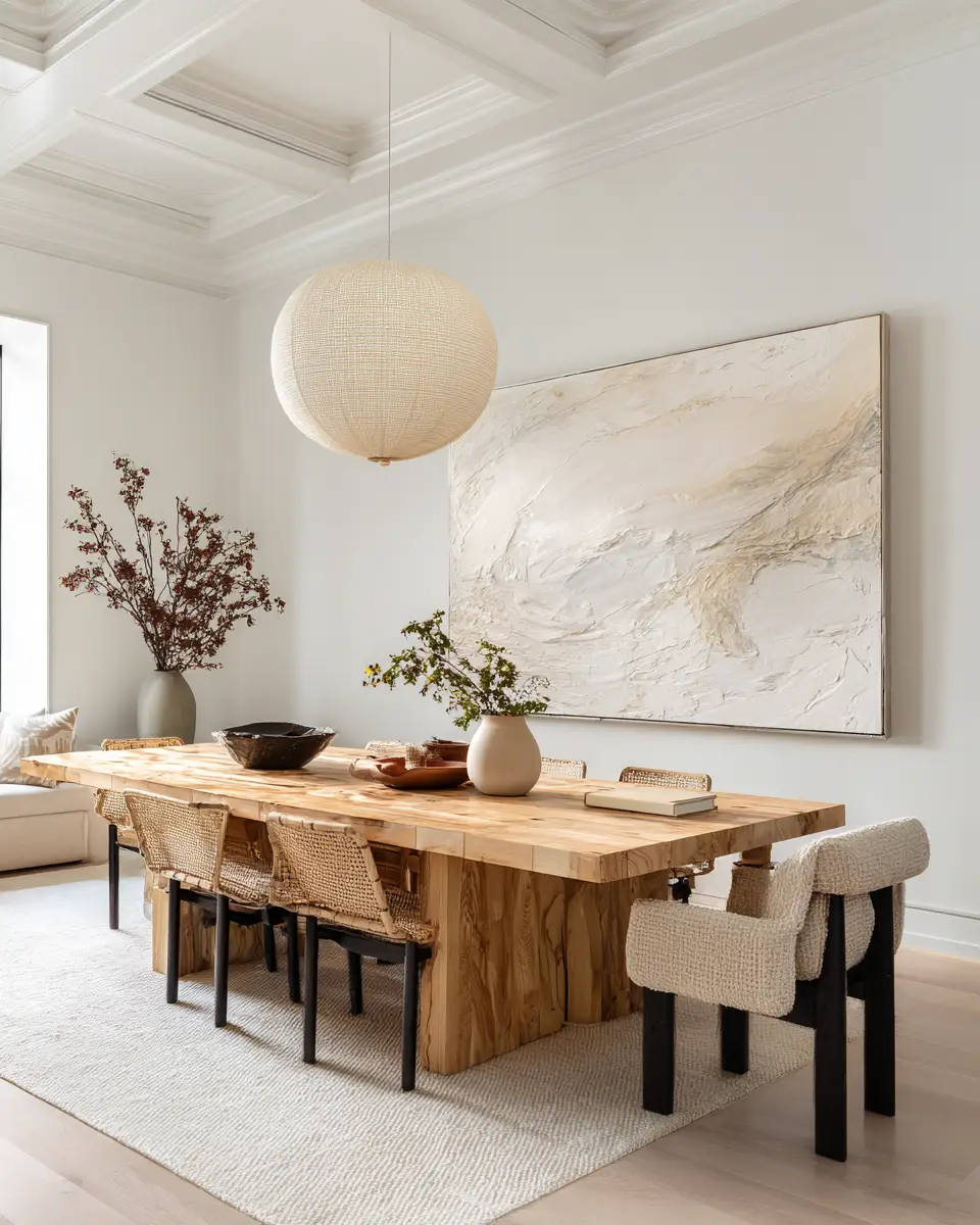 Ivory Japandi Dining Room Decor Ideas