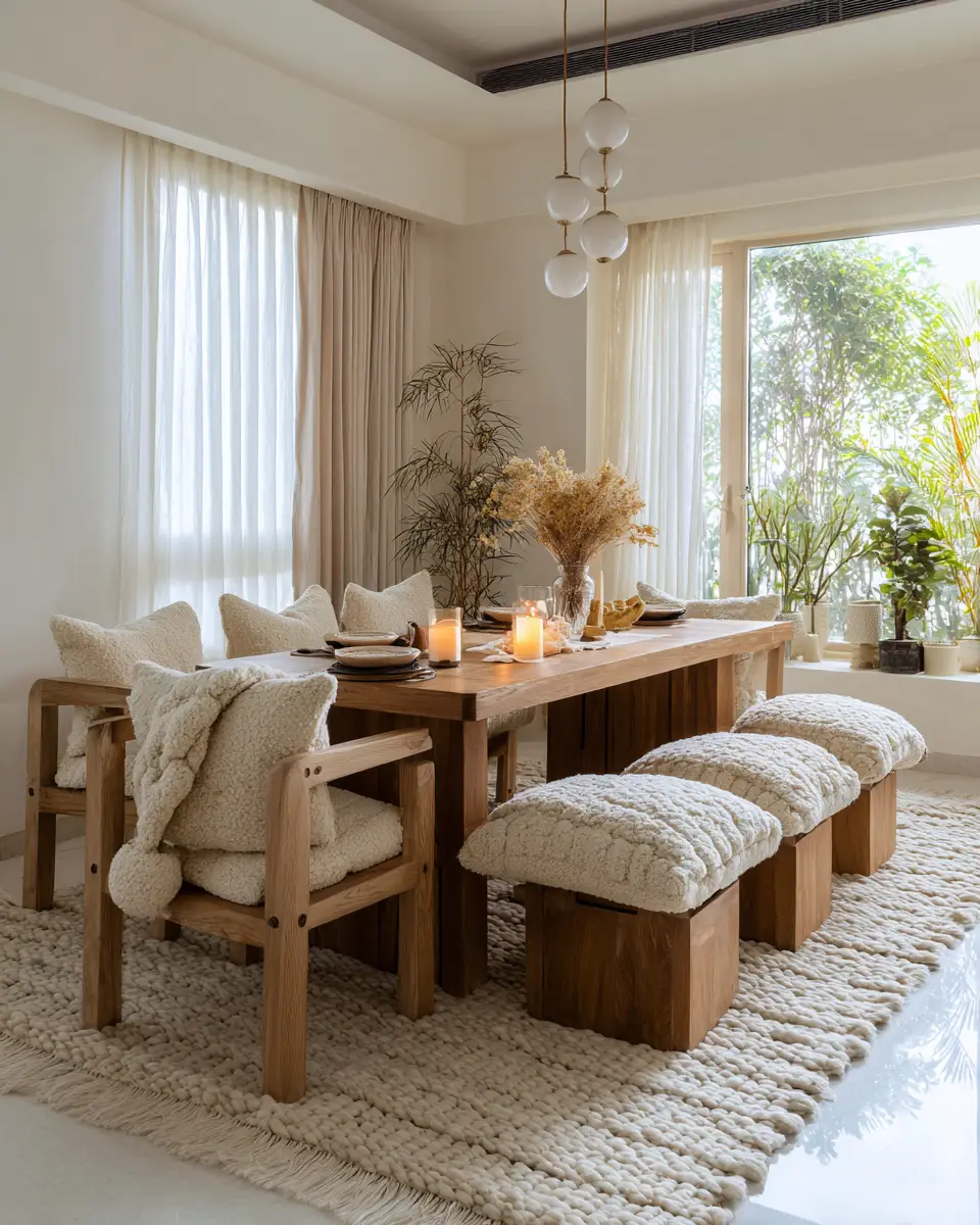 Ivory Japandi Dining Room Decor Ideas