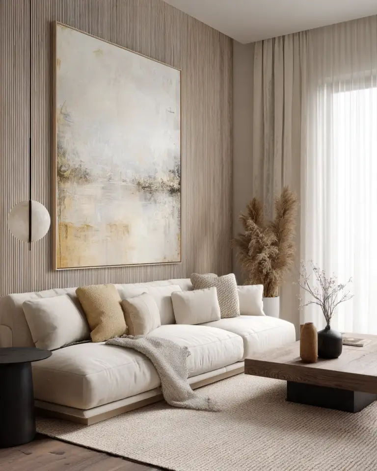Ivory Japandi Living Room Decor Ideas - Featured