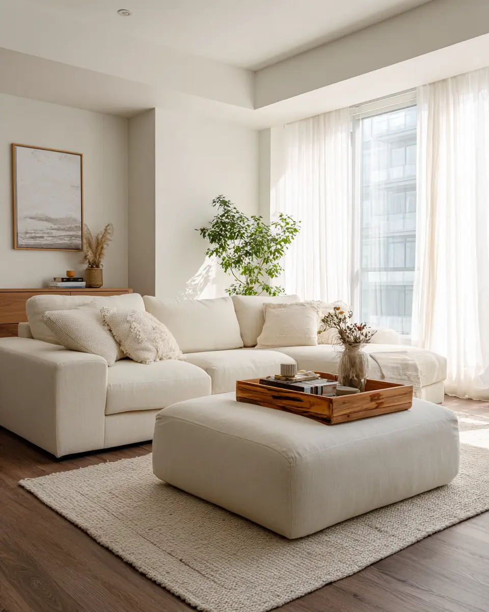 Ivory Japandi Living Room Decor Ideas