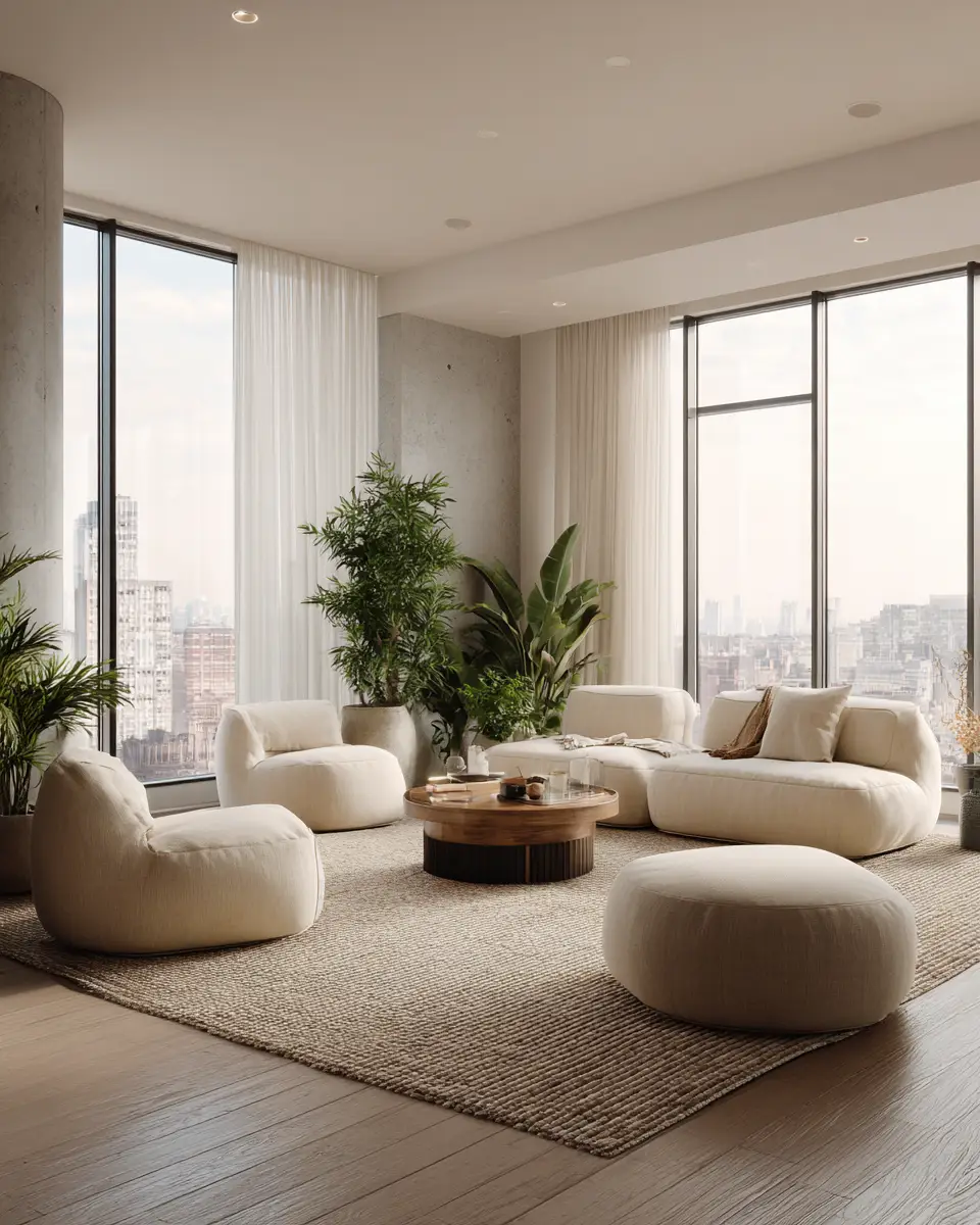 Ivory Japandi Living Room Decor Ideas