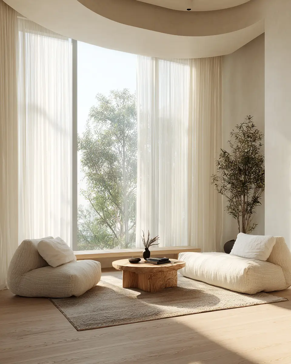 Ivory Japandi Living Room Decor Ideas