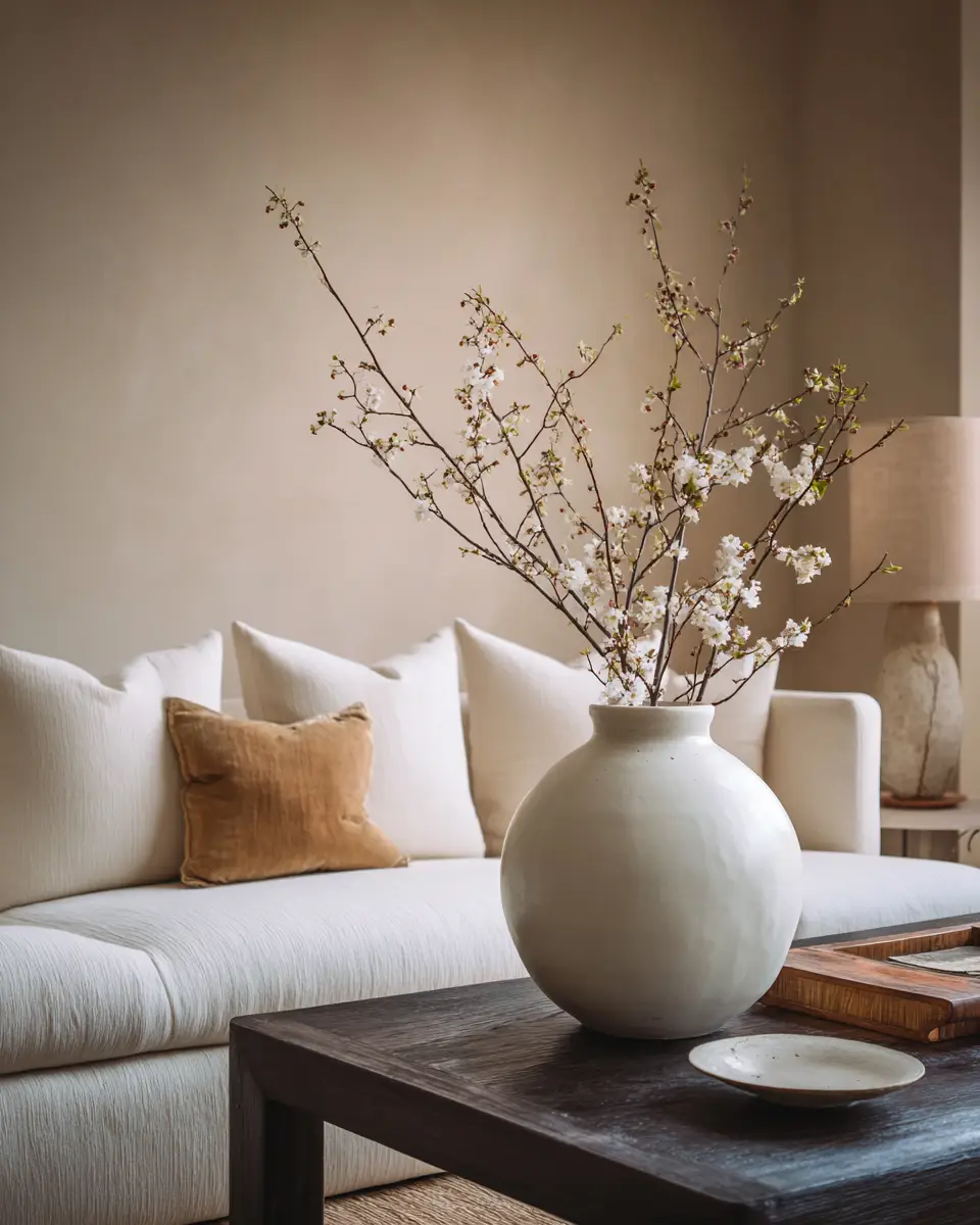 Ivory Japandi Living Room Decor Ideas