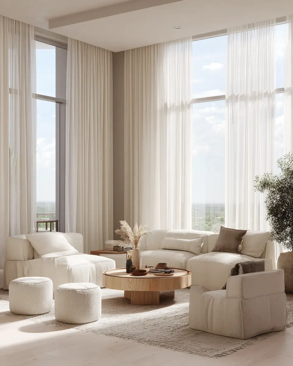 Ivory Japandi Living Room Decor Ideas