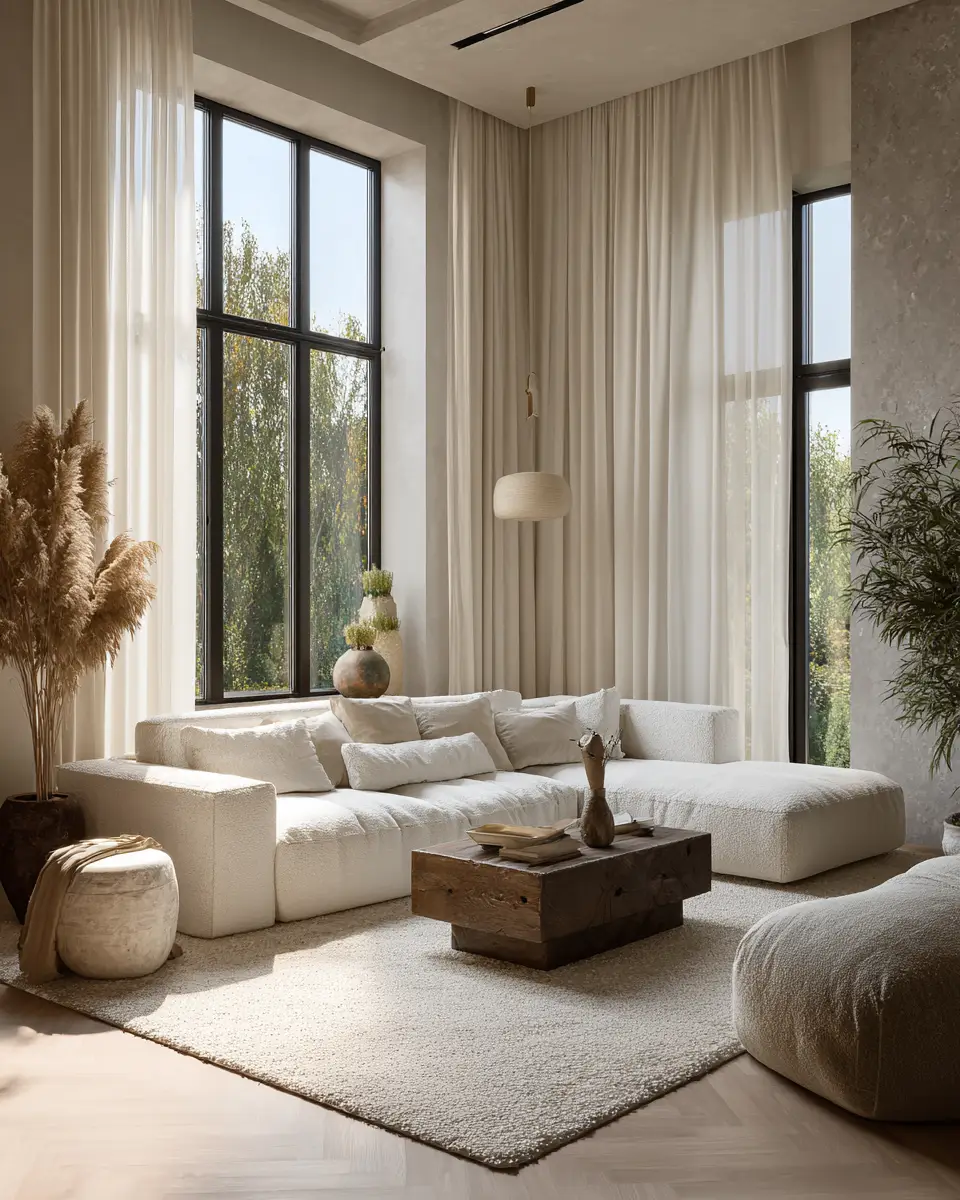 Ivory Japandi Living Room Decor Ideas