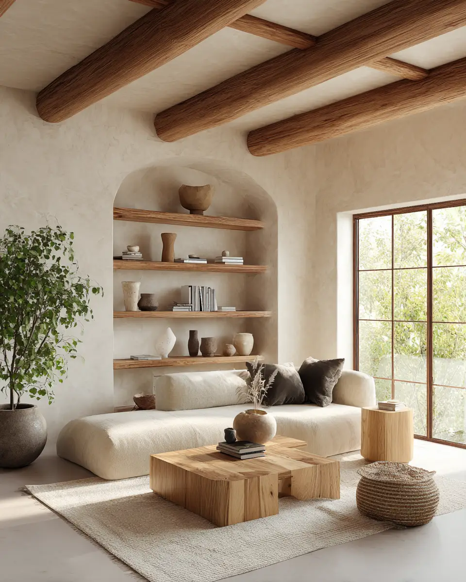 Ivory Japandi Living Room Decor Ideas