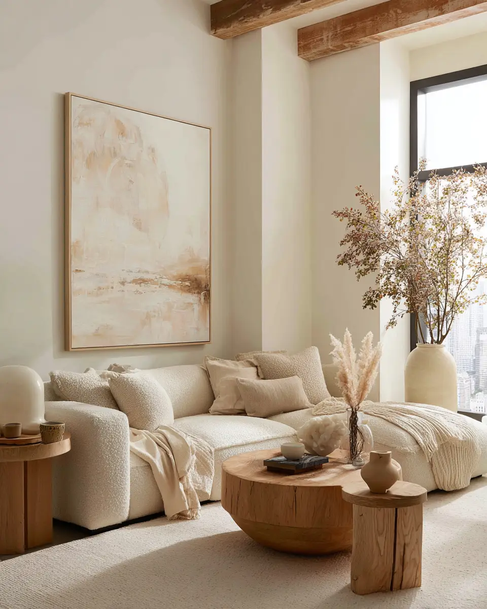 Ivory Japandi Living Room Decor Ideas