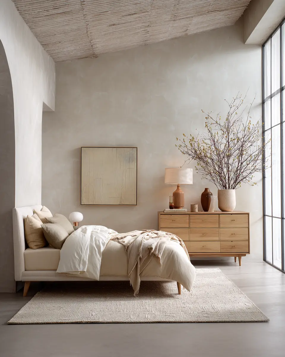 Ivory Mid-Century Modern Bedroom Decor Ideas