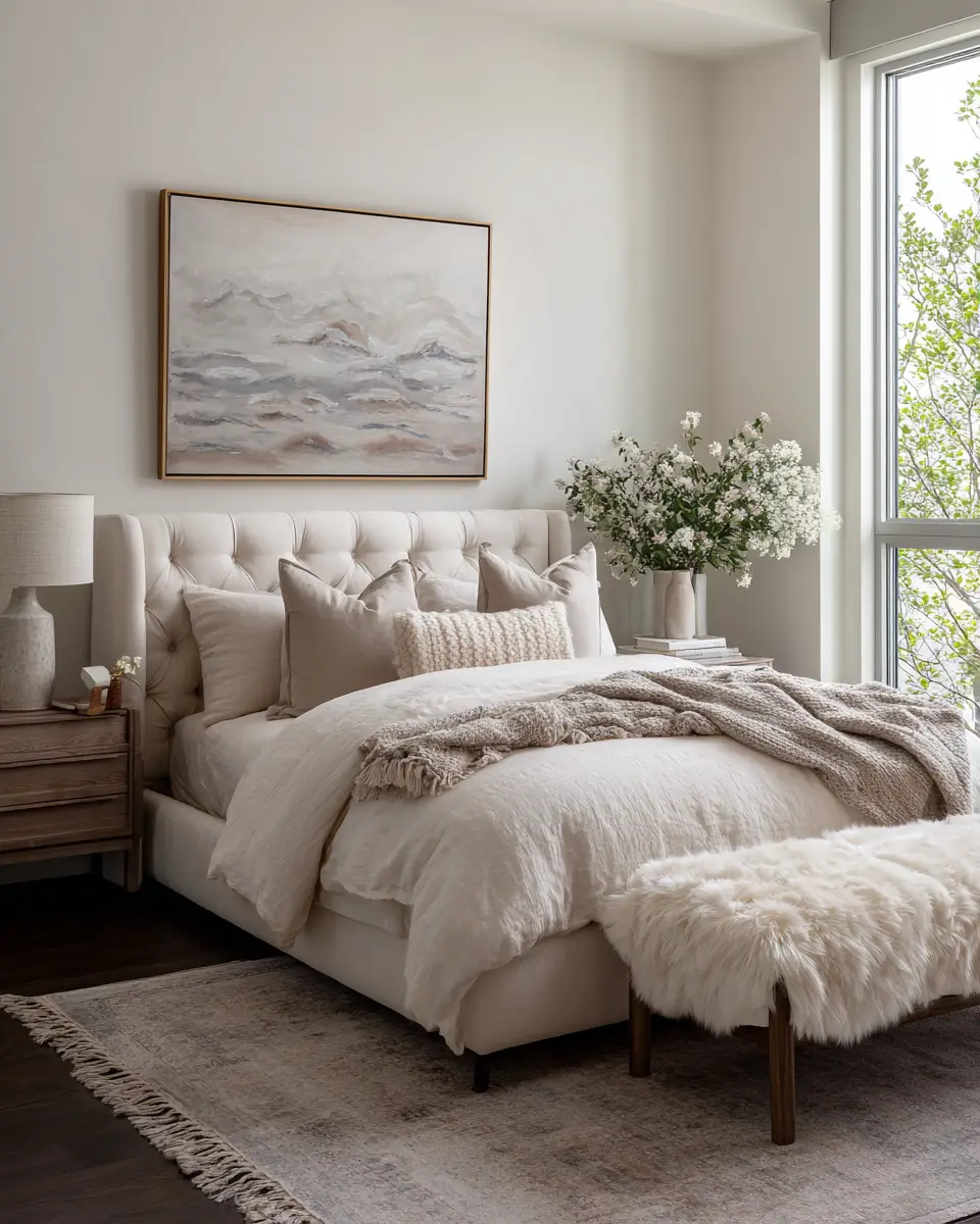 Ivory Mid-Century Modern Bedroom Decor Ideas
