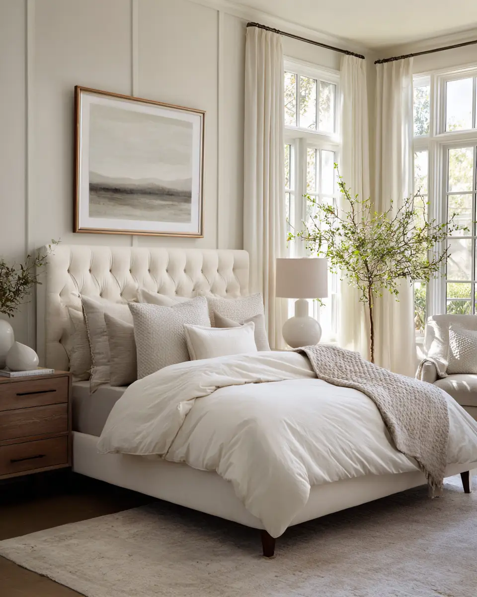 Ivory Mid-Century Modern Bedroom Decor Ideas