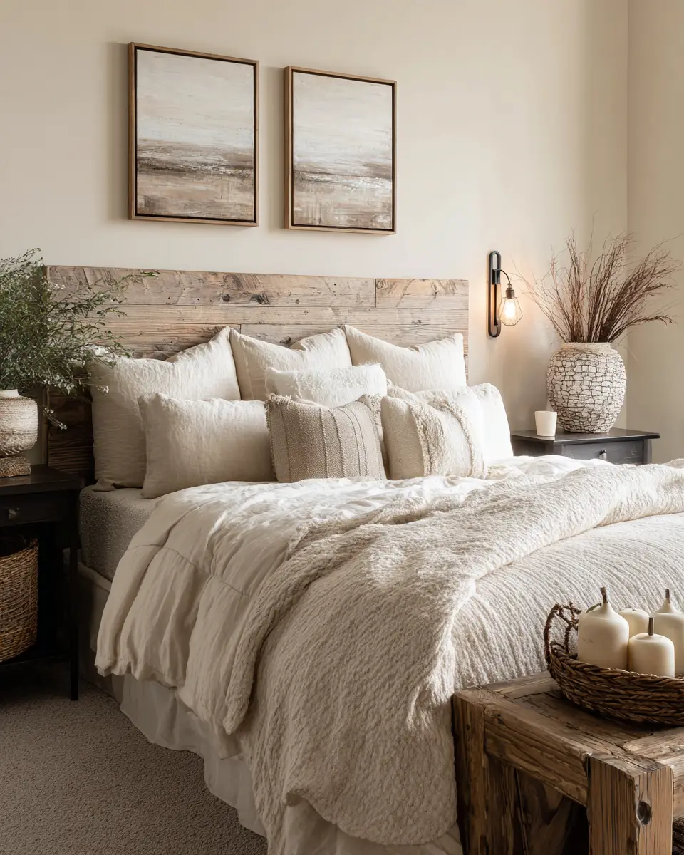Ivory Rustic Bedroom Decor Ideas
