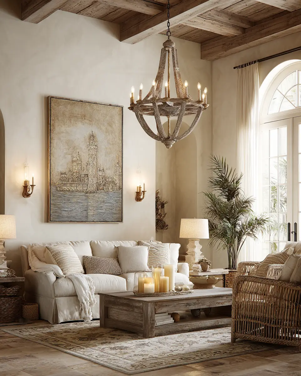Ivory Rustic Living Room Decor Ideas - Featured