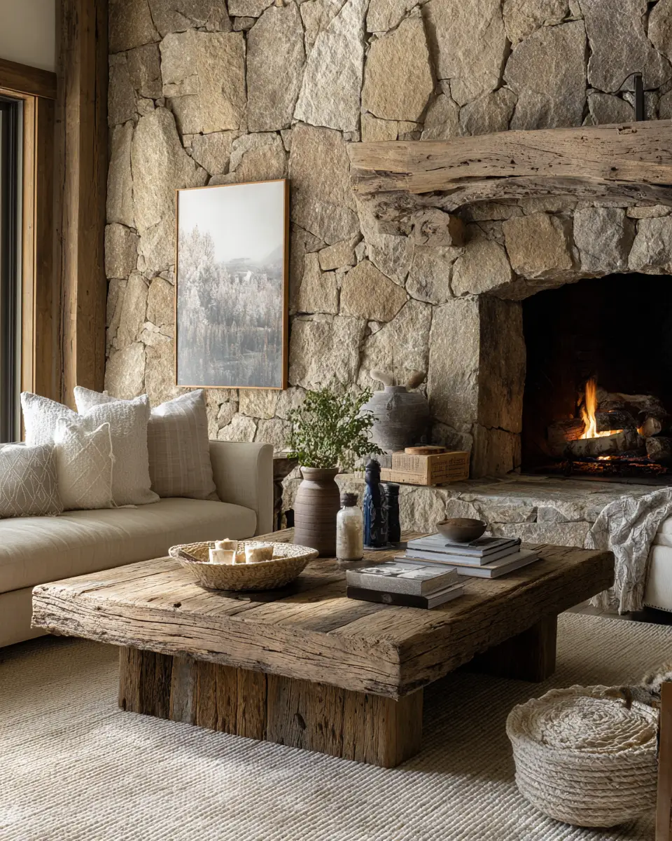 Ivory Rustic Living Room Decor Ideas