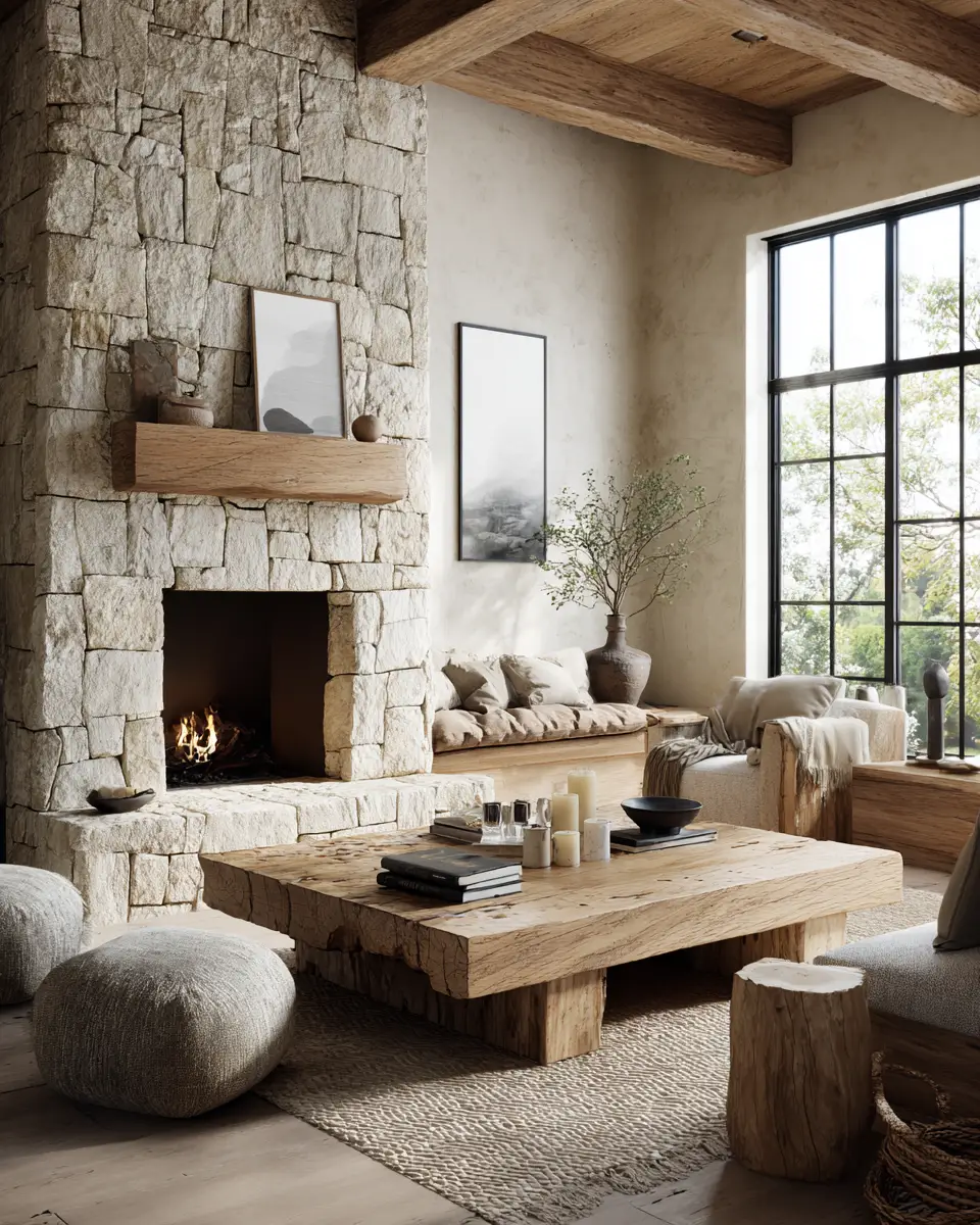 Ivory Rustic Living Room Decor Ideas