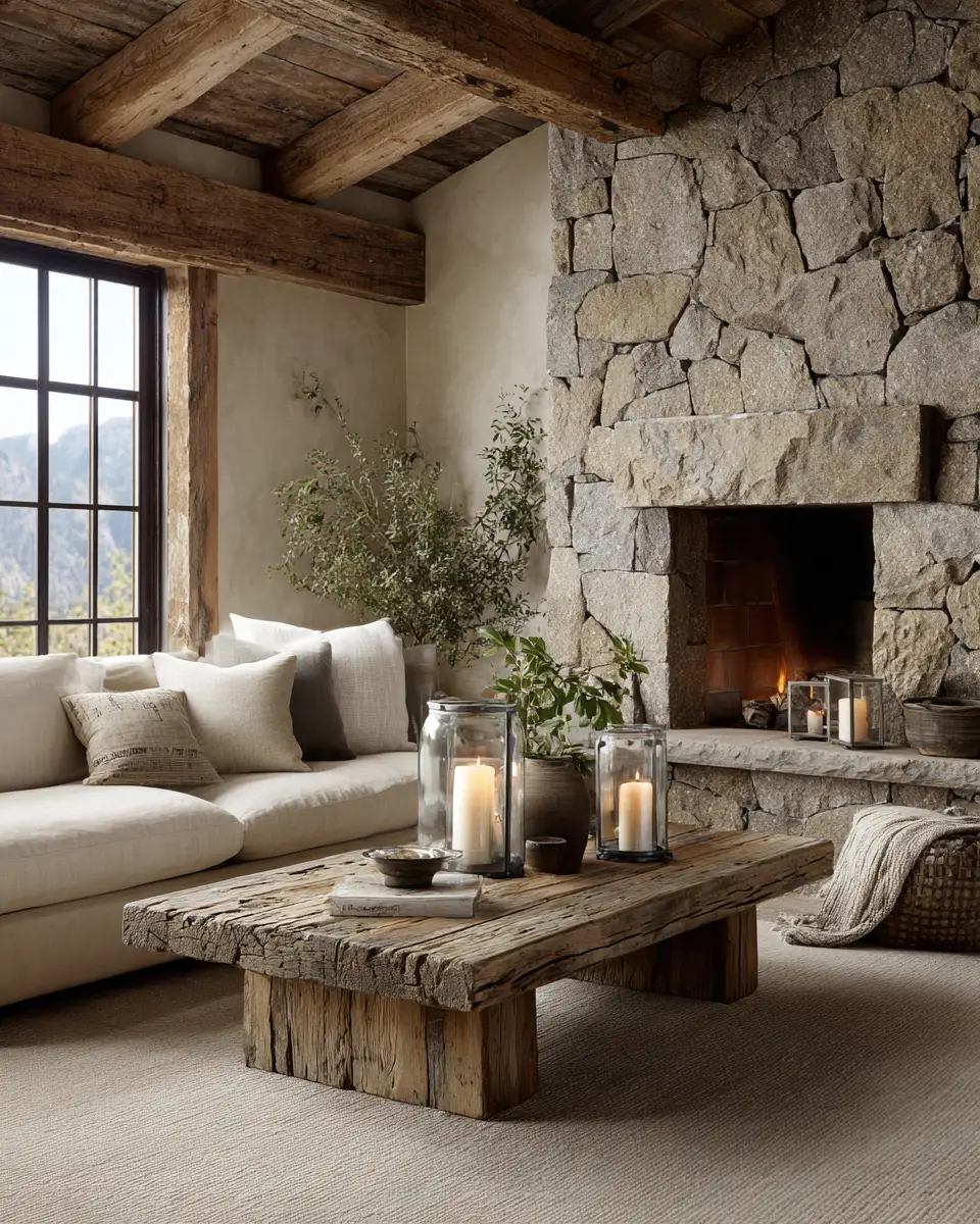 Ivory Rustic Living Room Decor Ideas