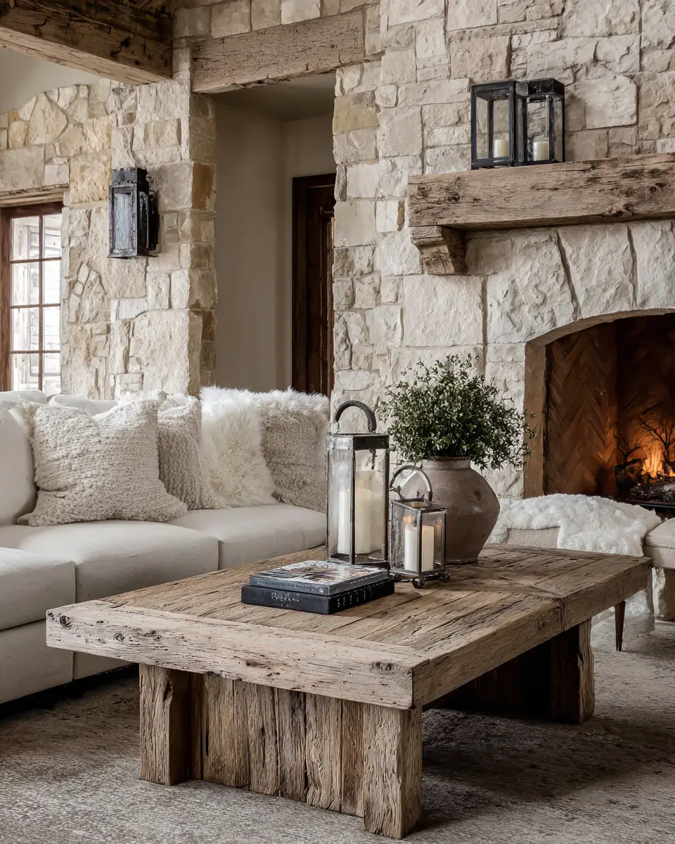 Ivory Rustic Living Room Decor Ideas