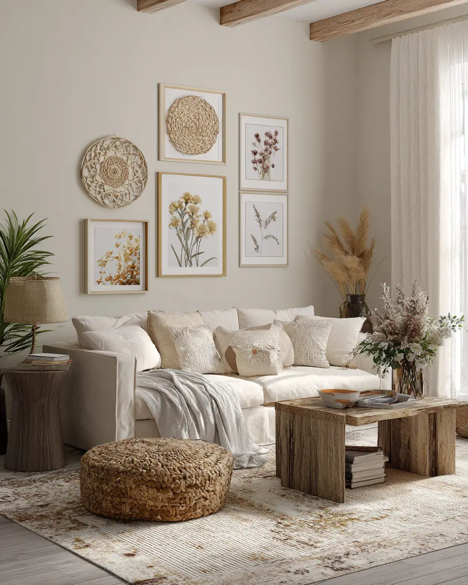 Ivory Rustic Living Room Decor Ideas