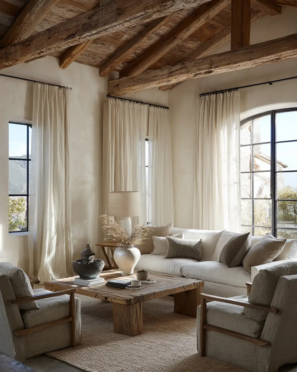 Ivory Rustic Living Room Decor Ideas