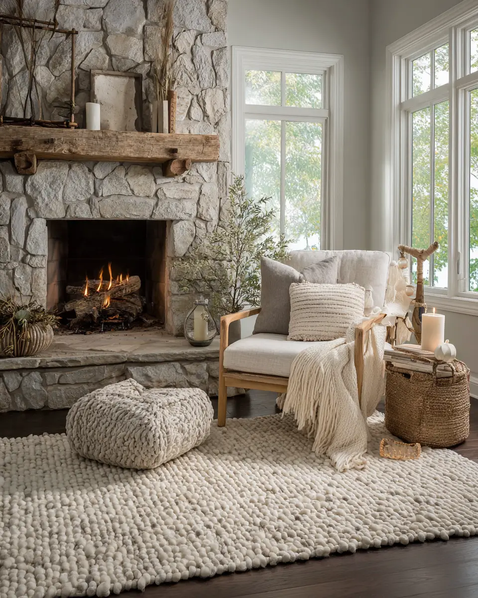 Ivory Rustic Living Room Decor Ideas