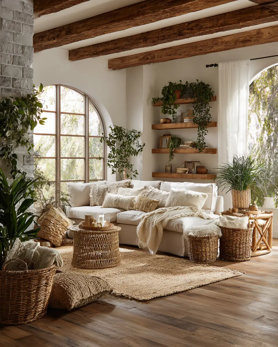 Ivory Rustic Living Room Decor Ideas