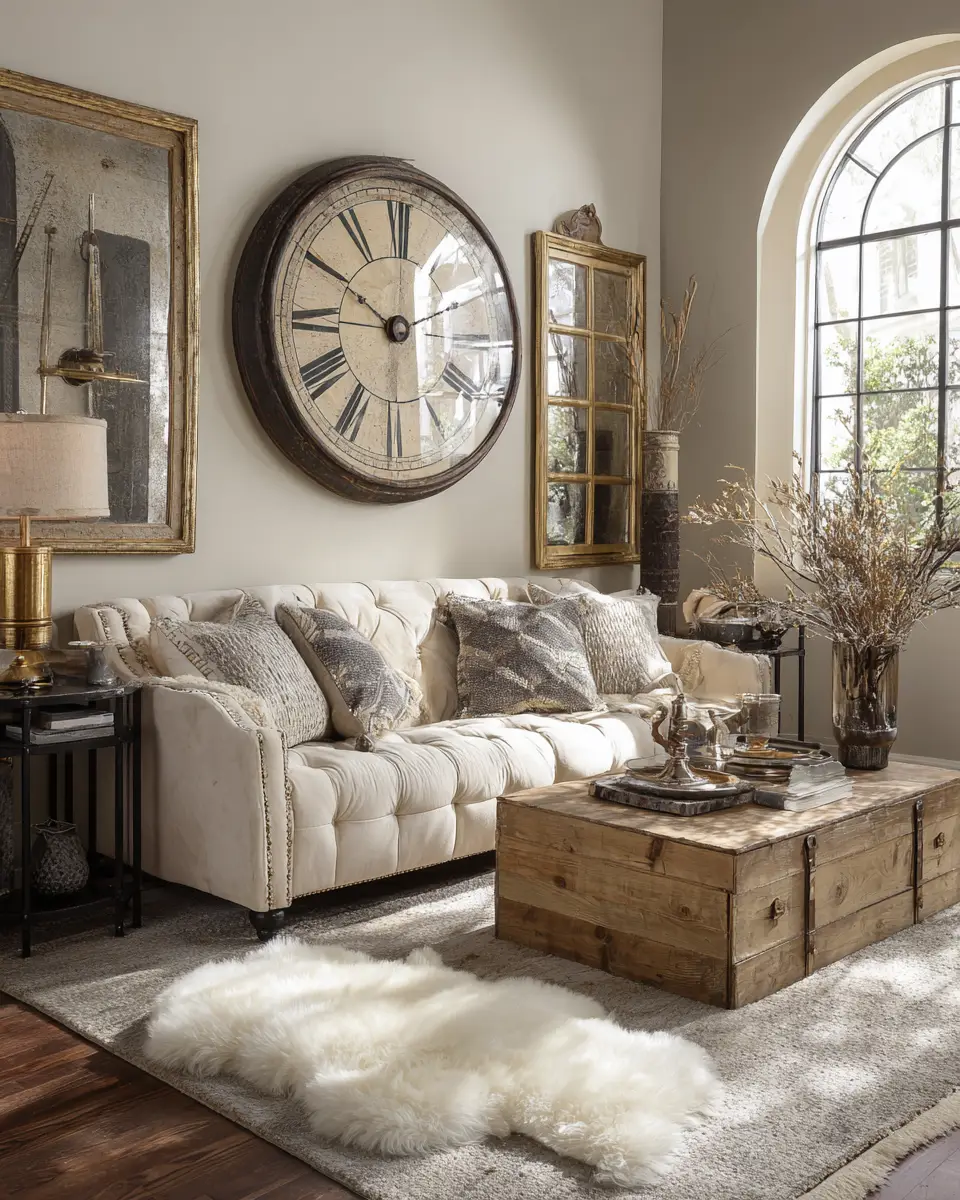 Ivory Rustic Living Room Decor Ideas