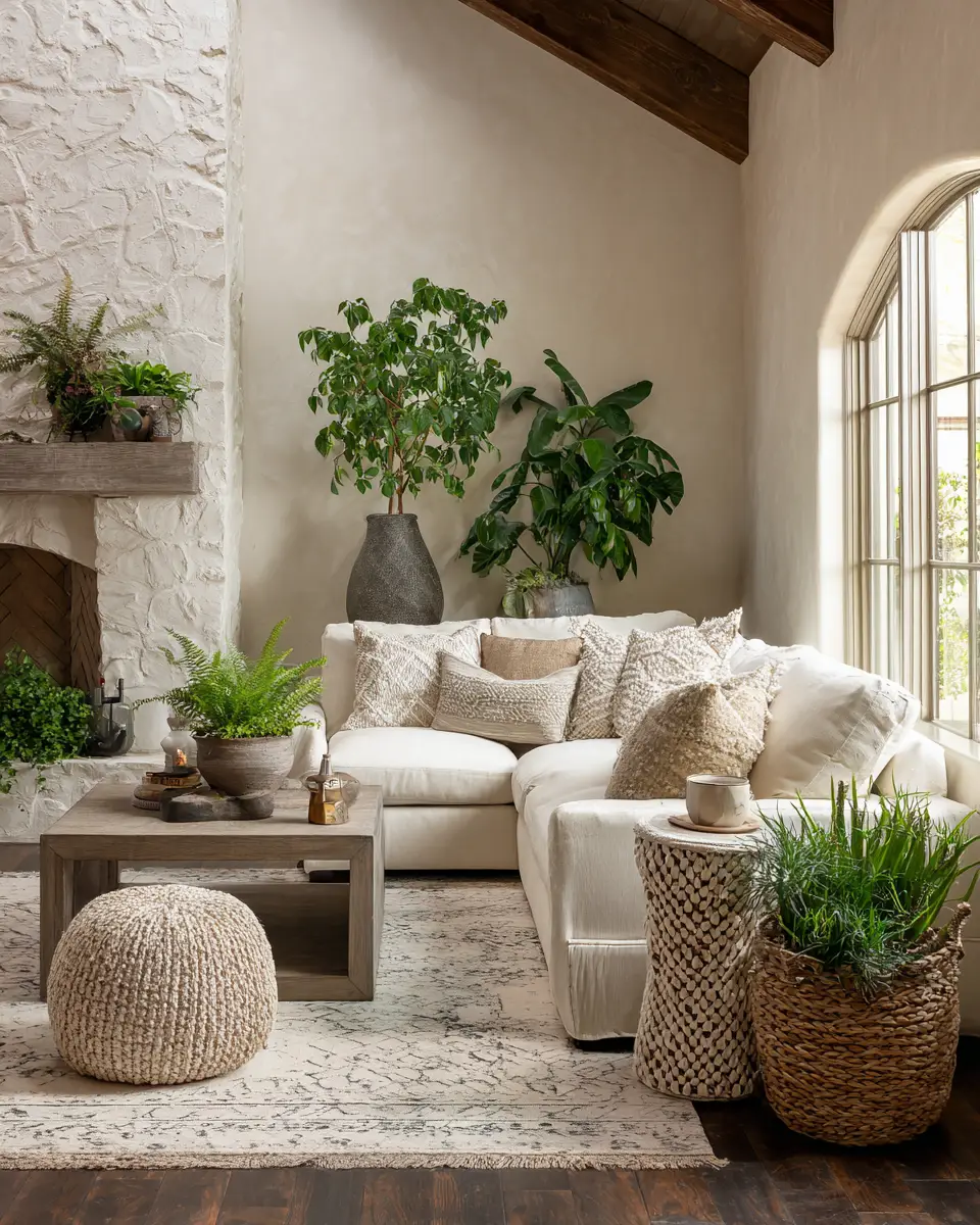 Ivory Rustic Living Room Decor Ideas