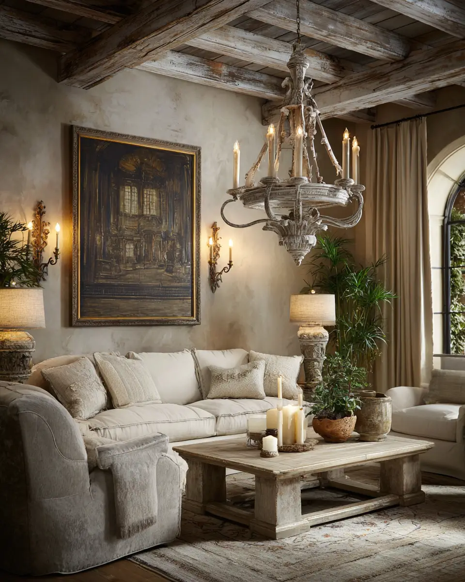 Ivory Rustic Living Room Decor Ideas