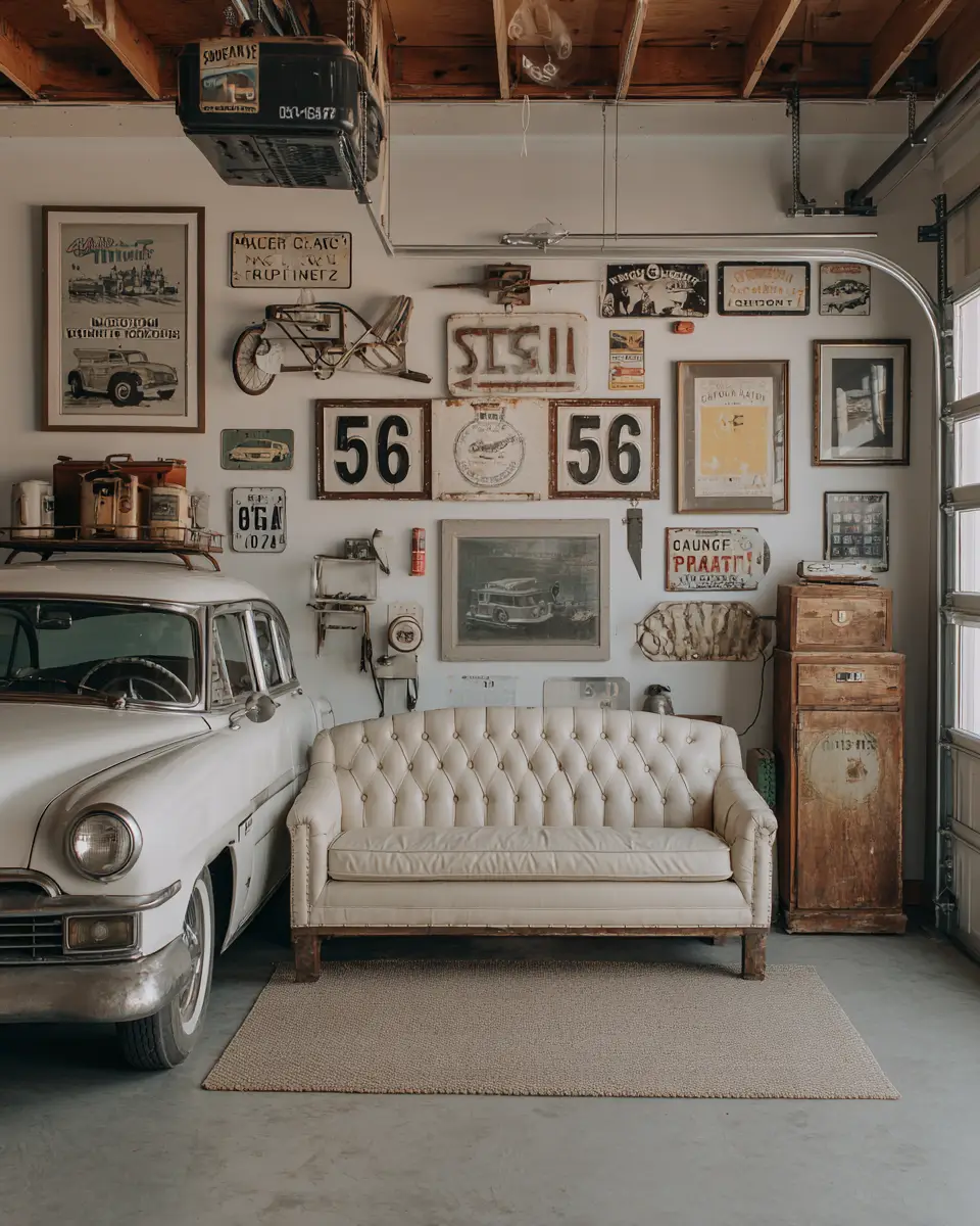 Ivory Vintage Garage Decor Ideas