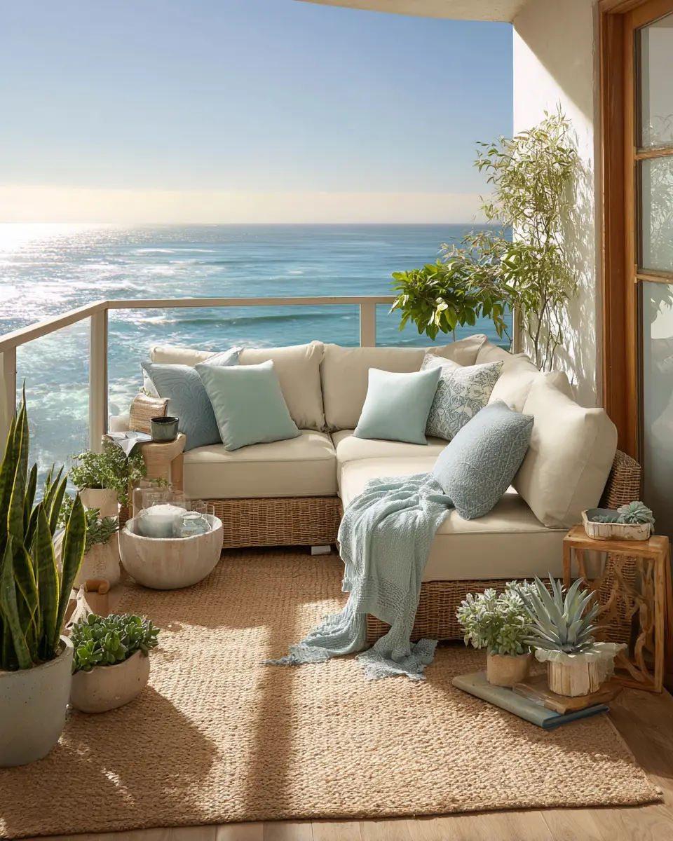Long Coastal Balcony Decor Ideas