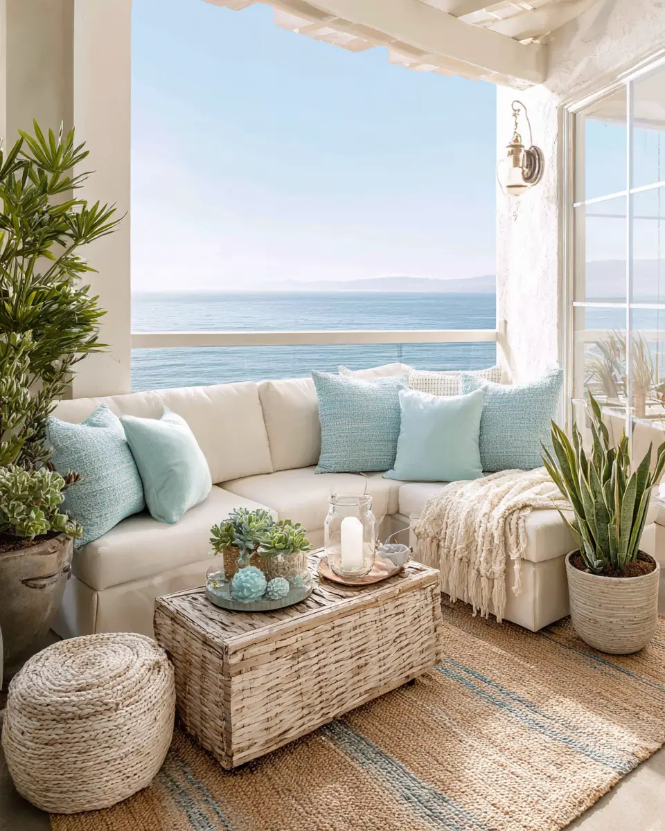 Long Coastal Balcony Decor Ideas